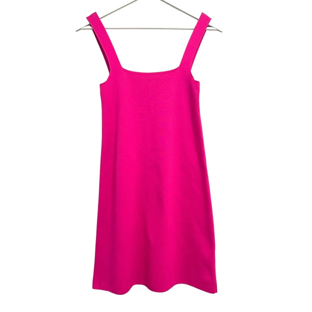 Zara Knit Mini Dress Womens XS Pink Square Neck Stretch Y2K Barbiecore Party